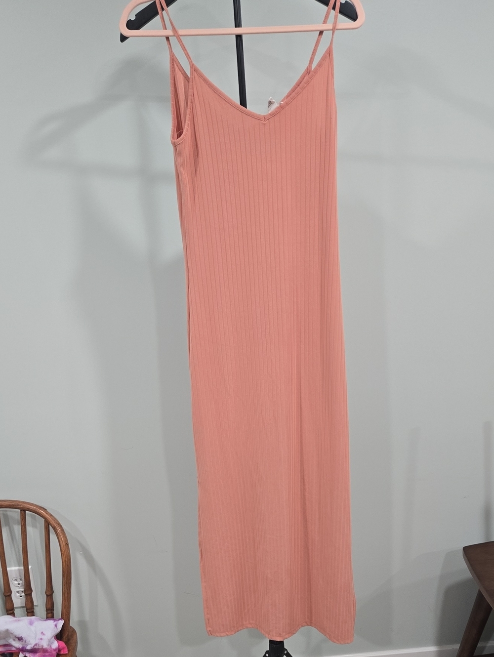 Sleeveless Maxi Slip Dress in Dusty Coral
